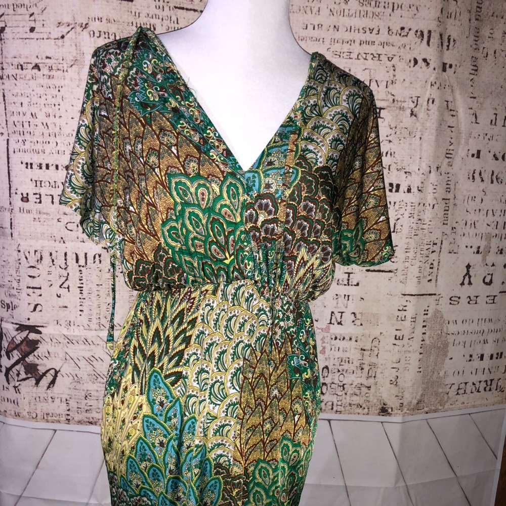 Raindrops by papillon S multi green v neck